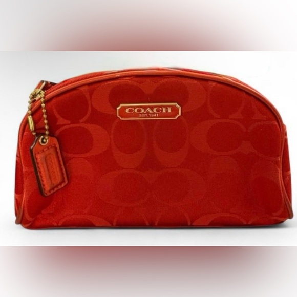 Coach Handbags - Coach “Esdee Lauder collaboration” Vibrant Red Cosmetic Pouch with Coach Hantag